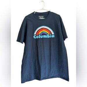🥳 NWOT Columbia Navy Tee with Rainbow Design